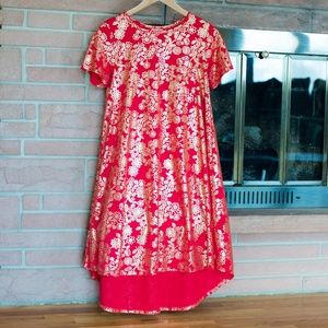 LulaRoe Red & Gold Foil Carly
